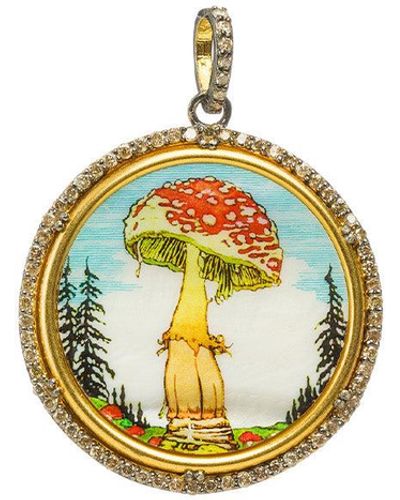 Modern Moghul Mushroom Painting Pendant - Metallic