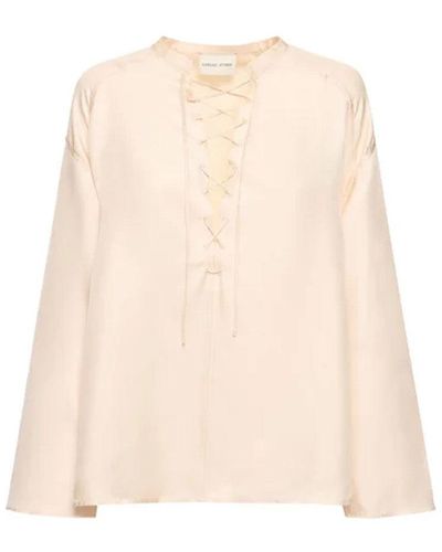 Loulou Studio Zamia Lace-up Top - Natural
