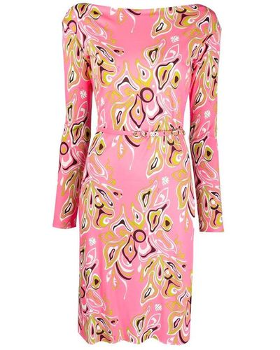 Emilio Pucci Africana-print Long-sleeve Dress - Pink