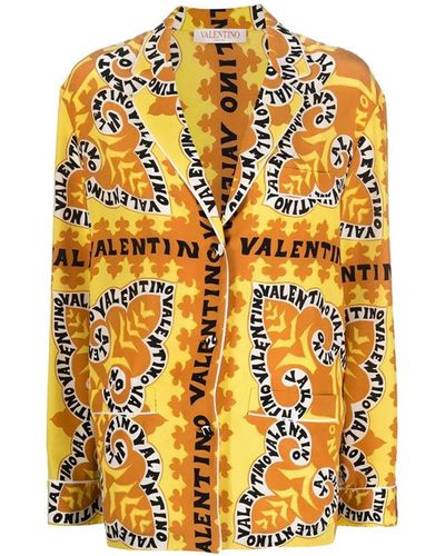 Valentino Abstract Logo Print Pj Shirt - Yellow