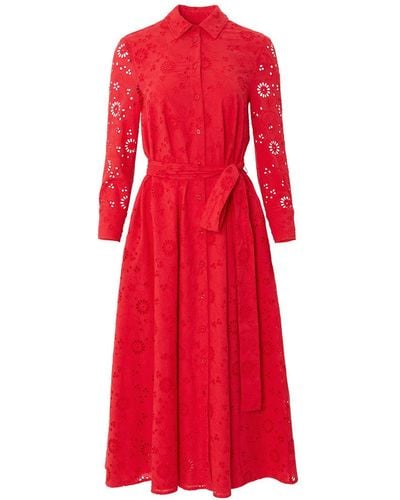 Carolina Herrera Broderie-anglaise Dress - Red