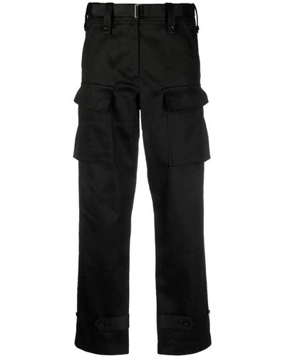 Sacai High-waisted Cropped Trousers - Black