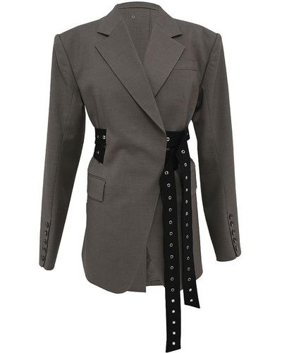 ROKH Double Belted Blazer - Gray