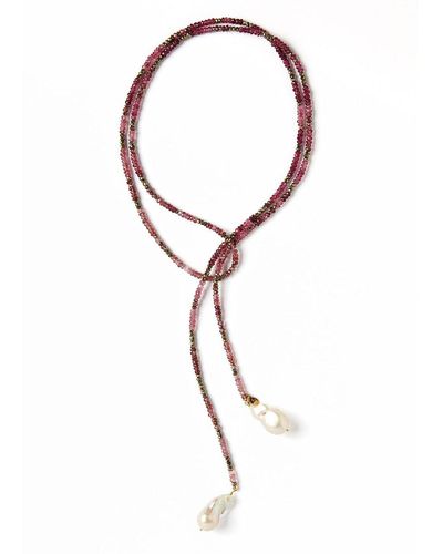 Joie DiGiovanni Pink Tourmaline And Pyrite Ombre Classic Gemstone Lariat