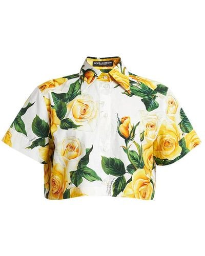 Dolce & Gabbana Cropped Floral Shirt - Metallic