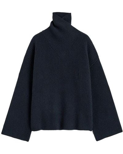 Totême Wrapped-neck Sweater - Blue