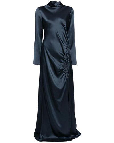 LAPOINTE Ruched Satin Dress - Blue