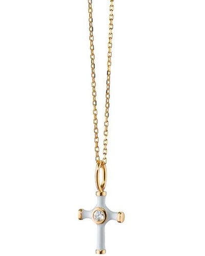 Monica Rich Kosann Mini White Enamel Cross Necklace