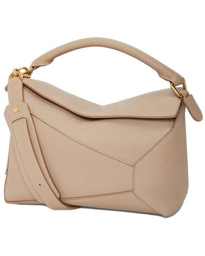 Loewe Puzzle Leather Shoulder Bag - Natural