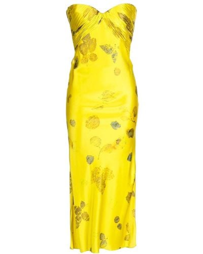 Alejandra Alonso Rojas Strapless Midi Dress - Yellow