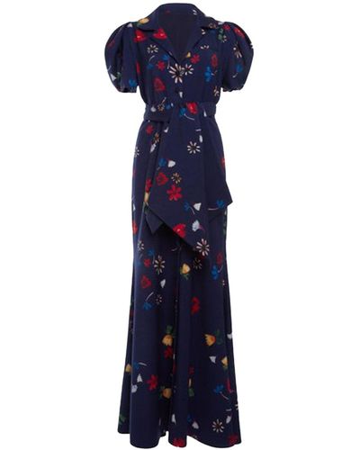 Rosie Assoulin Puff Sleeve Maxi Dress - Blue