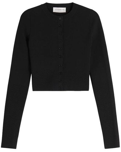 Victoria Beckham Cropped Fitted Cardigan - Black