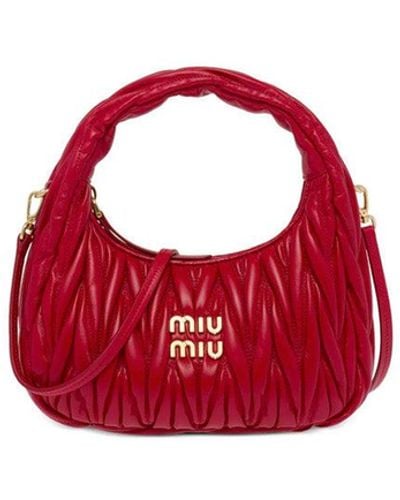 Miu Miu Wander Matelassé Mini Hobo Bag - Red