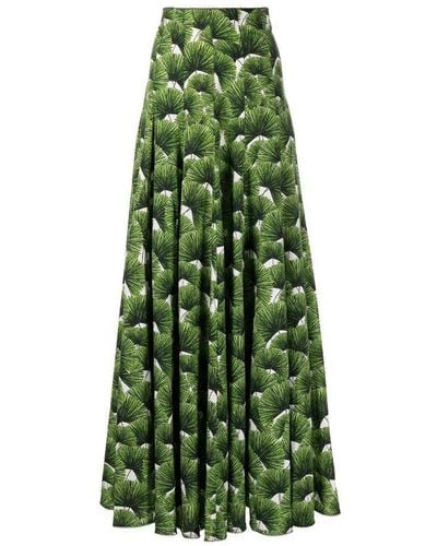 Agua Bendita Mimosa Palm Maxi Skirt - Green