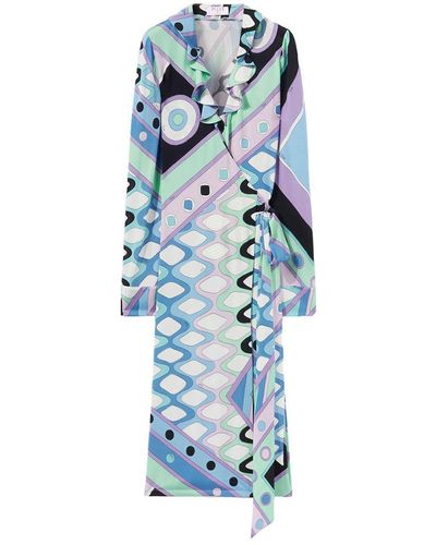 Emilio Pucci Vivara-print Wrap Dress - Blue