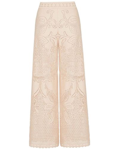Valentino Floral-embroidered Trousers - White