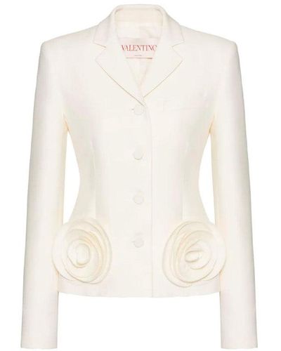Valentino Rose Crepe Blazer - White