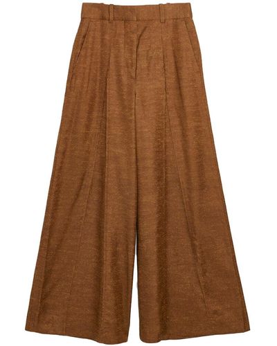 By Malene Birger Puglia Silk-blend Trousers - Brown