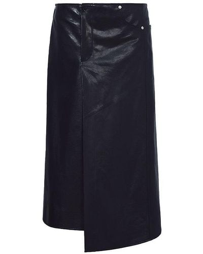 Proenza Schouler Nappa Leather Midi Skirt - Blue
