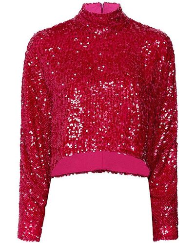 LAPOINTE Sequin Caftan Top - Red