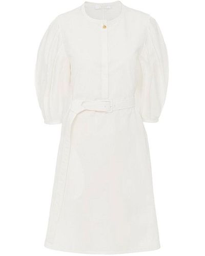 Chloé Belted Shirt Dress - White