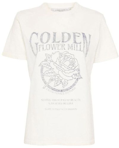 Golden Goose Flower Mill Print Tee - White