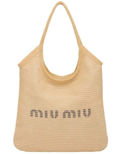 Miu Miu Fabric Tote Bag - Natural