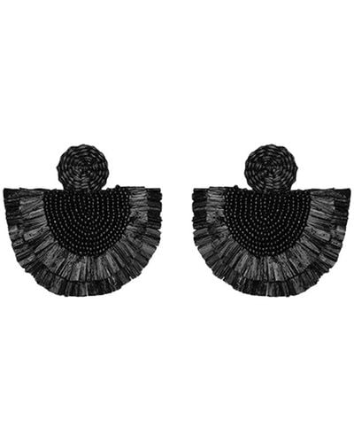 Johanna Ortiz Floral Glories Raffia Earrings - Black