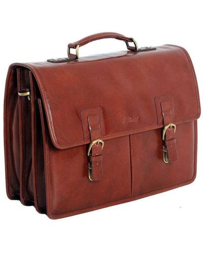 Ashwood Leather Chelsea Veg Tan Gareth Heavy Duty Briefcase - Red