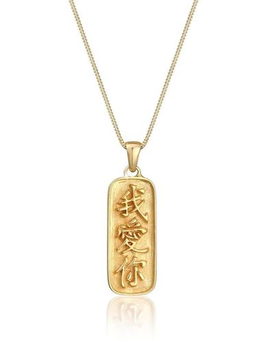 Elli Halskette Chinesiche Schrift Ich Liebe Dich Vintage 925 Silber - Mettallic