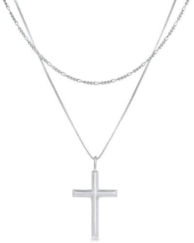 Kuzzoi Halskette Herren Layer Kreuz Religion 925 - Weiß