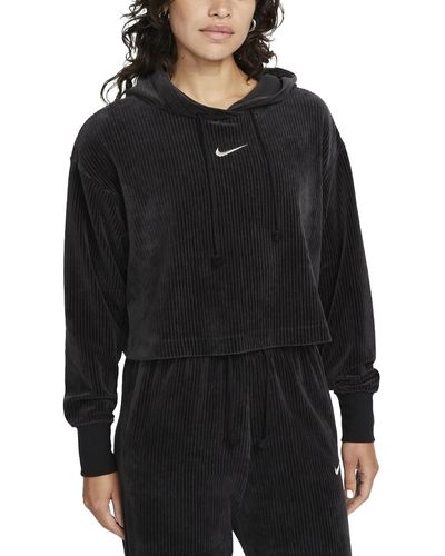 Nike Sportswear Velour Crop Hoodie - Schwarz