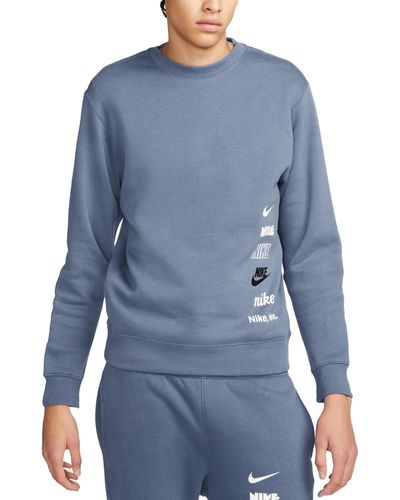 Nike Club Fleece Brushed-Back Sweater - Blau