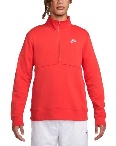 Nike Sportswear Club Brushed Zip Sweater - Rot
