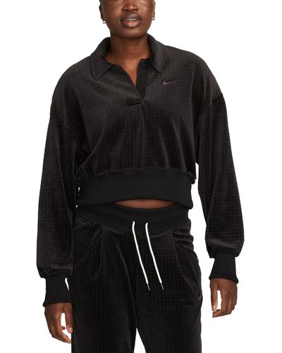 Nike Sportswear Velour Polo Sweater - Schwarz