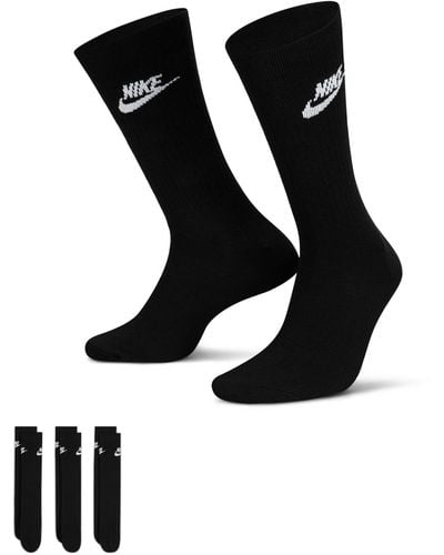 Nike Sportwears everyday essential crew 3-pack socks black/ white - Schwarz