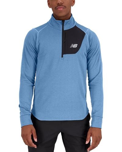 New Balance Heat Grid Half Zip Sweater - Blau