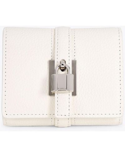 Carvela Kurt Geiger Wallet Leather Textured Henley Lock Bifold - White