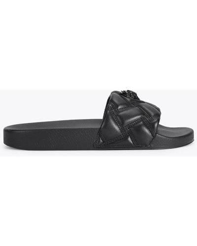 Kurt Geiger Slider Sandals Synthetic Quilted Meena Eagle Drench - Black