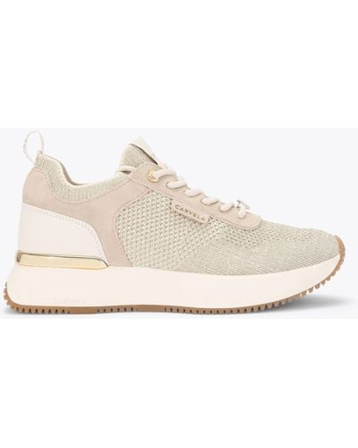 Carvela Kurt Geiger Trainers Gold Synthetic Flare Knit - Natural