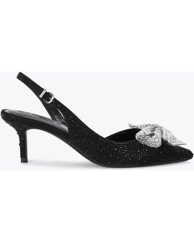 Carvela Kurt Geiger Heels Crystal Synthetic Regal Bow Sling - Black