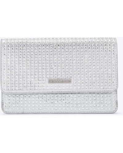 Carvela Kurt Geiger Clutch Bag Silver Crystal Kianni - White