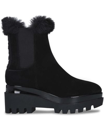 DKNY Fur Trim Ankle Boots - Black