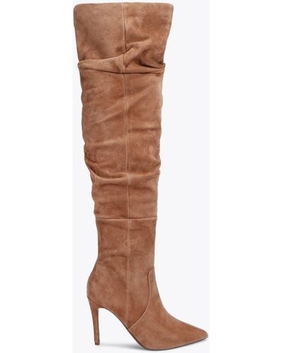 Carvela Kurt Geiger Knee Boot Leather Spicy Slouch - Brown