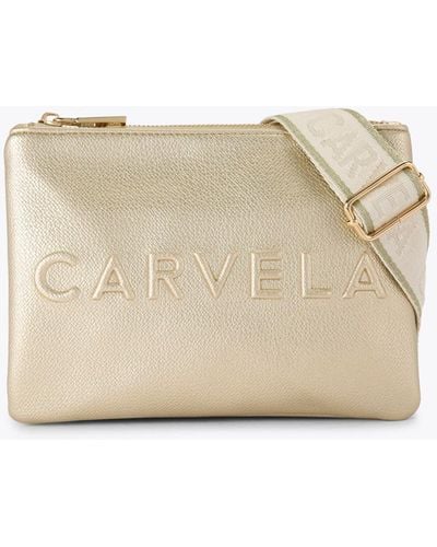 Carvela Kurt Geiger Cross Body Bag Synthetic Gold Frame Double - Natural