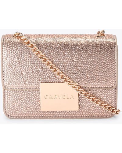 Carvela Kurt Geiger Cross Body Bag Gold Crystal Synthetic Bee Mini - Pink