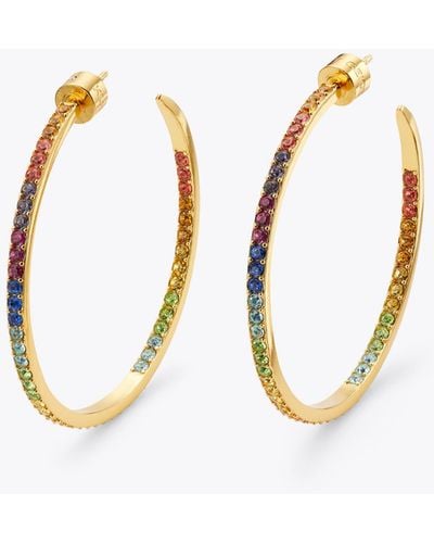 Kurt Geiger Hoop Earrings Gold Multi Jewel Rainbow - Multicolour