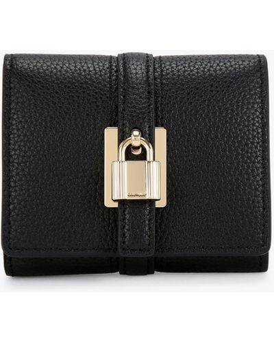 Carvela Kurt Geiger Wallet Leather Textured Henley Lock Bifold - Black