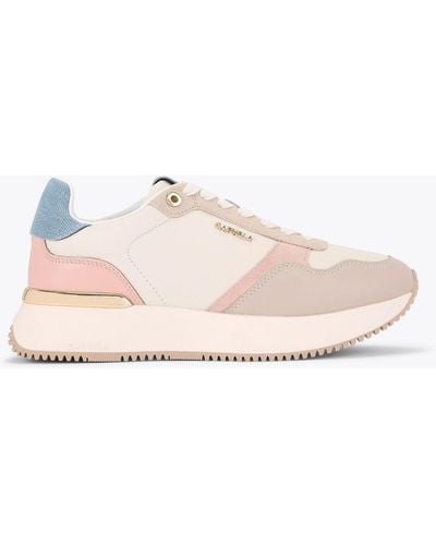 Carvela Kurt Geiger Flare Trainer - White Lace Up Trainers - Pink