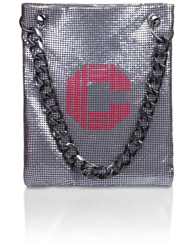 Carvela Kurt Geiger Women's Shoulder Bag Gunmetal Signature Chainmail - Metallic